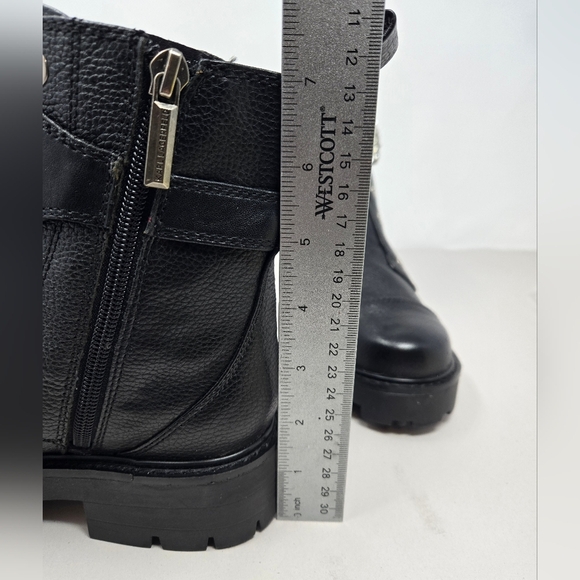 Karl Lagerfeld Maeva Womens Lug Sole  Combat Boots Sz 6M Black Leather Crystals - Picture 7 of 11